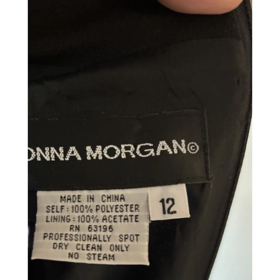 Vestido Vaina Vintage Donna Morgan Para Mujer Talla 12 Nube Crepe Midi Negro Con Cuentas Foto 4 de 4