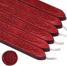 TELOSMA 6PCS Blood Red Sealing Wax Sticks with Wick, Suitable for Envelope, Invi