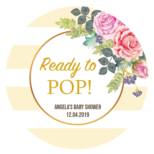 BABYPARTY PERSONALISIERTE KREIS AUFKLEBER ETIKETTEN BEREIT ZUM KNALLEN PARTY BLUMEN - Bild 9 von 11