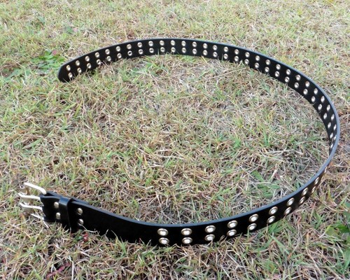 Mens Womens Studded Faux Leather Belt Tactical Hunting Biker Stud Eyelet Black - Picture 8 of 18