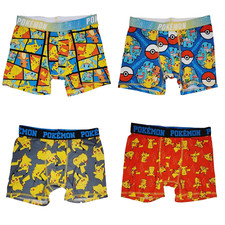 4 Pk Boxer Briefs Pokemon Pikachu Boys Size 10 Athletic Fit New Open Pkg Set