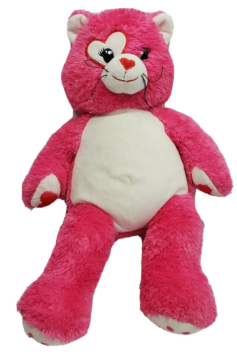 Build A Bear Hot Pink Cat Heart Eye Valentine's Day Plush
