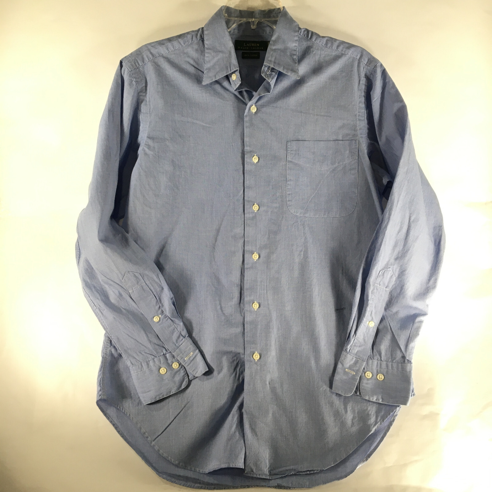 Ralph Lauren Shirt Adult Size 15 32 33 Long Sleeve Pocket Blue Button Up Ebay