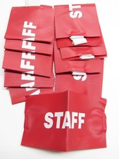  10 STAFF ID ARMBANDS safety Arm Band Nylon Reinforced Vinyl W/ Elastic Straps