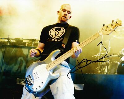Dave Farrell SIGNIERTES 10X8 Foto Linkin Park AFTAL COA (A1)
