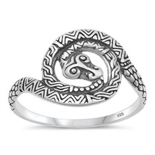 925 Sterling Silver Snake Ring Nature Fashion Band 13.9mm Size 6-11