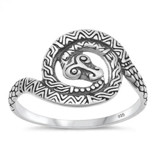 925 Sterling Silver Snake Ring Nature Fashion Band 13.9mm Size 6-11