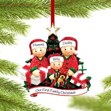 Personalized Opening Presents Family of 3 4 5 6 Christmas Ornament Pajama