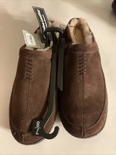 George Slippers Mens Size US 7-8 Slip On Genuine Leather Lined Comfort Brown New