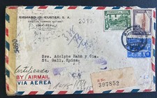 1944 Lima Peru Commercial Airmail Cover To St Gallen Switzerland Dual Censored