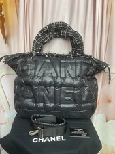 CHANEL Doudoune Coconage Bag Black Nylon/Tweed Ladies 2WAY w/Shoulder Strap ❤️