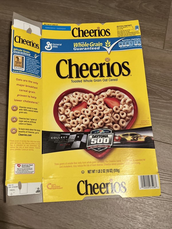 CHEERIOS CEREAL BOX DAYTONA 500 CLINT BOWYER
