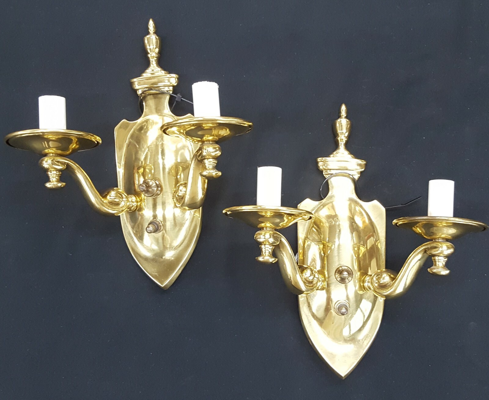 Pair of Two Light Solid Brass Wall Sconces eBay