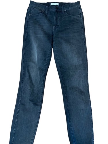 Madewell 10” High Rise Skinny Jeans Womens Sz 28x27.5” Black Raw Fray Hems Denim - Picture 9 of 16