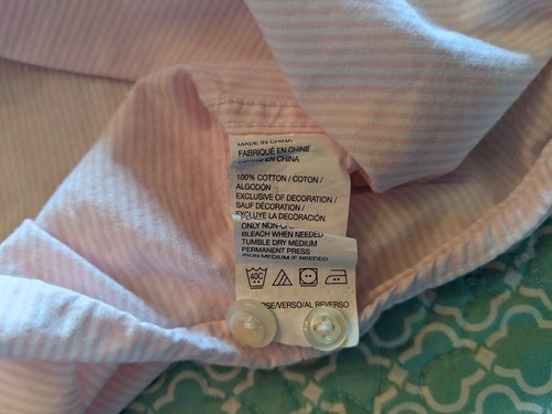 Izod Pink White Stripe Button Down Dress Shirt 100% Cotton Men's XL - Picture 8 of 8