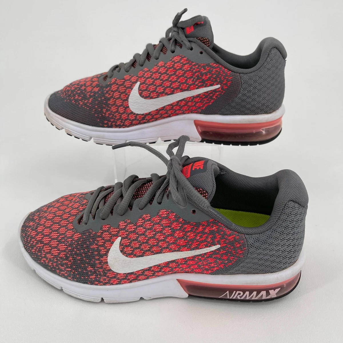 Nike Air Max Sequent 2 WOMENS Gray Red Lace Up Running Shoes