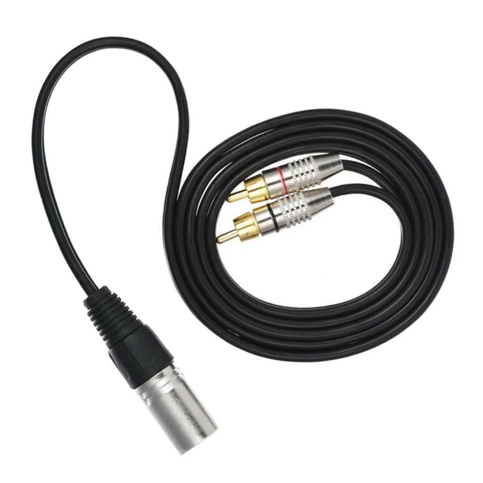 Double RCA Male Plug to XLR Male Speaker Cable Y-Splitter Connector Cord 5M - Image 4 of 4