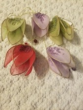 5 Katherine's Collection Fairy Wing Ornaments Whimsical Flower Beaded Netting