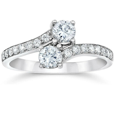 1.24Ct White Round Stone Forever US Two Stone Ring Solid 925 Sterling Silver