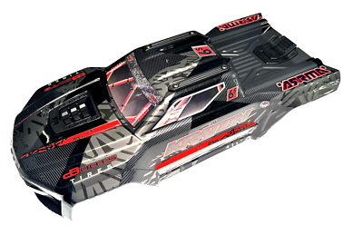 ARRMA KRATON 6S EXB V6 CLIPLESS Painted Trimmed Body Black/Red