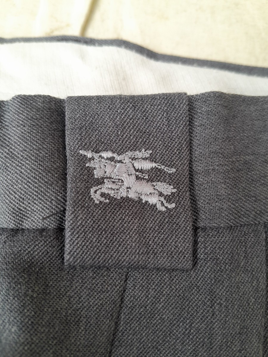 Vintage Burberry Pants Mens 36in Grey Wool Twill PELICAN 80s Made