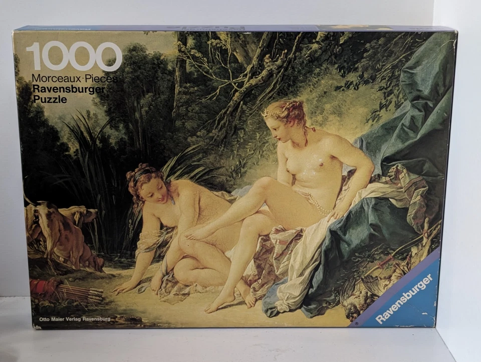 Rare 1976 Ravensburger 1000 Piece Jigsaw Puzzle Boucher Diana Bathing Au Bain - Bild 1 von 4