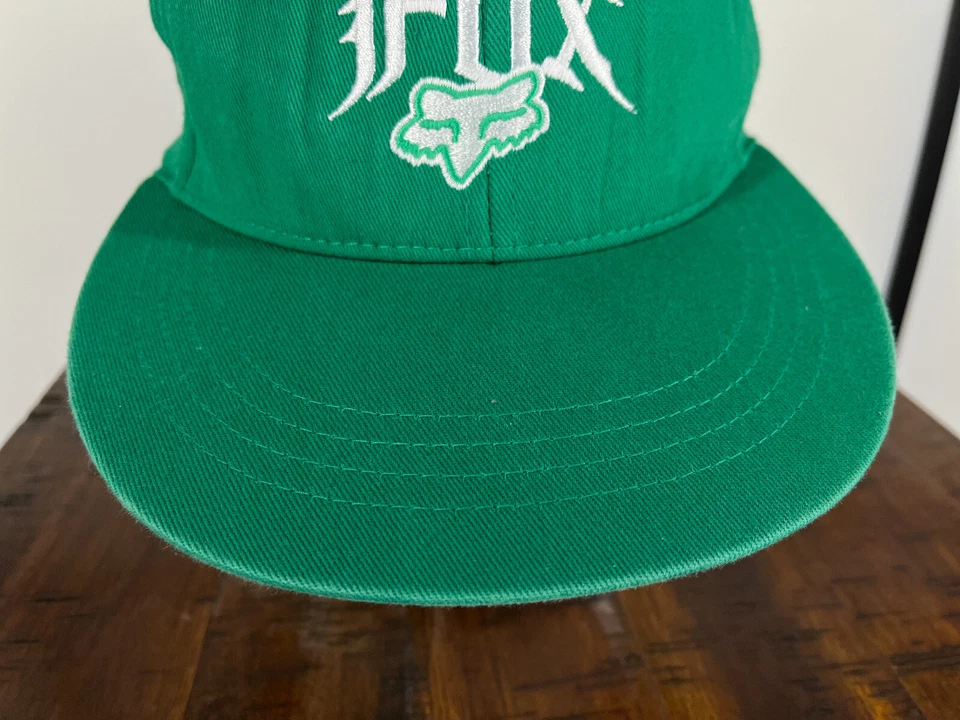 Gorra Fox Racing ajustada adulto mediana verde motocicleta FlexFit mezcla de algodón Foto 3 de 4