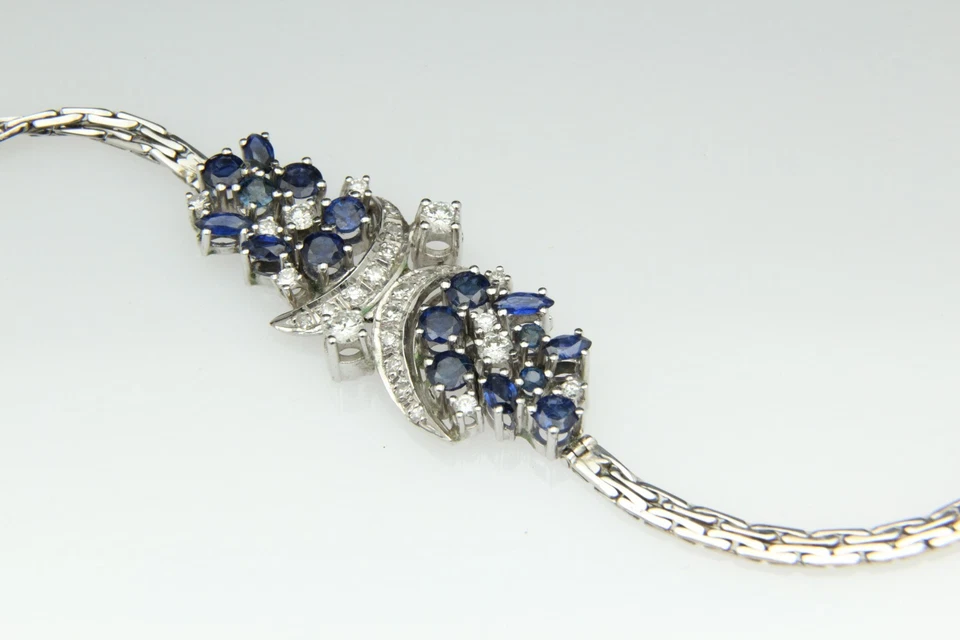 Traumhaftes Armband 14 Karat Weißgold mit 26 Brillanten und 16 Saphire,16.10 G - Bild 4 von 4