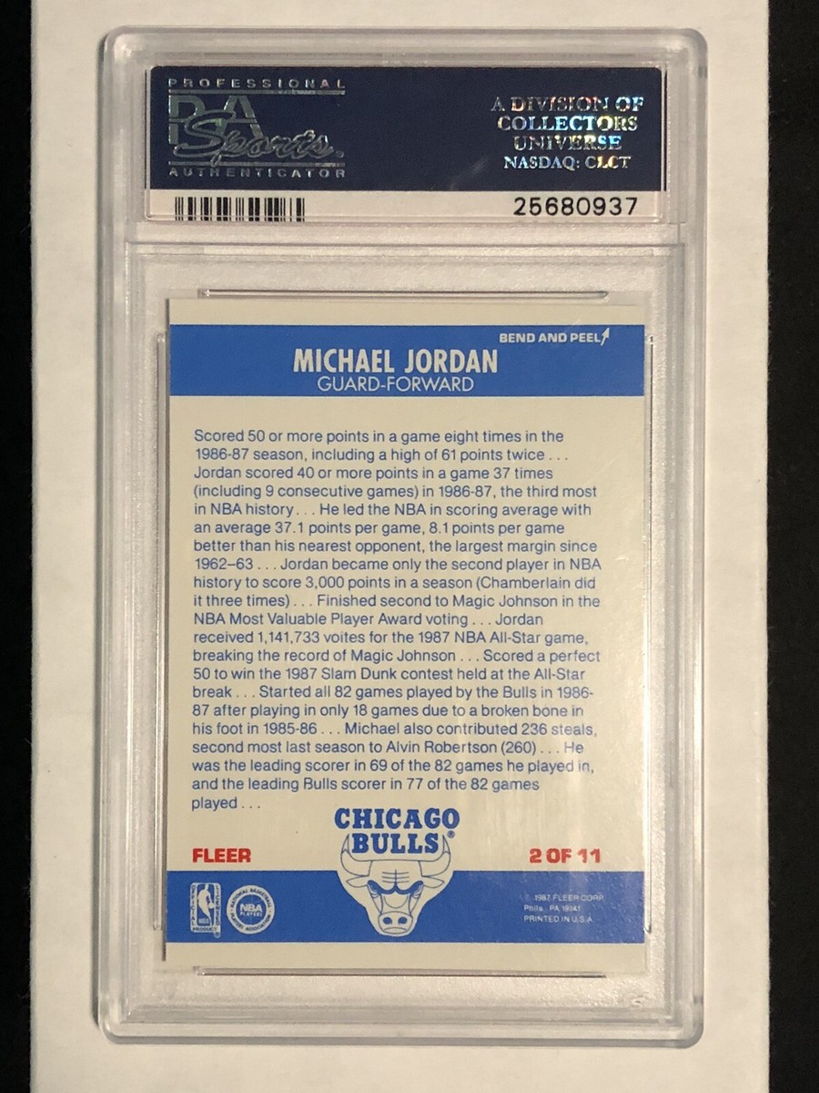 1987-88 Fleer Sticker Michael Jordan 2nd Year Card. PSA 7! HOF