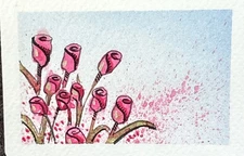 Aceo Original Watercolor   Painting  “Tulips"  David B  Bailey 0216