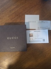 Authentic GUCCI GG Canvas Heart Logo Key Case Wallet Brown Leather w/ COA
