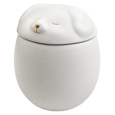 White Smiley Dog Shaped Pet Urn 4.9x4.3 inch for Small Dog And Cat Ashes