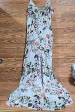 Lulus Bloom On Ivory Hi-Low Maxi Dress Size L [T53/8]