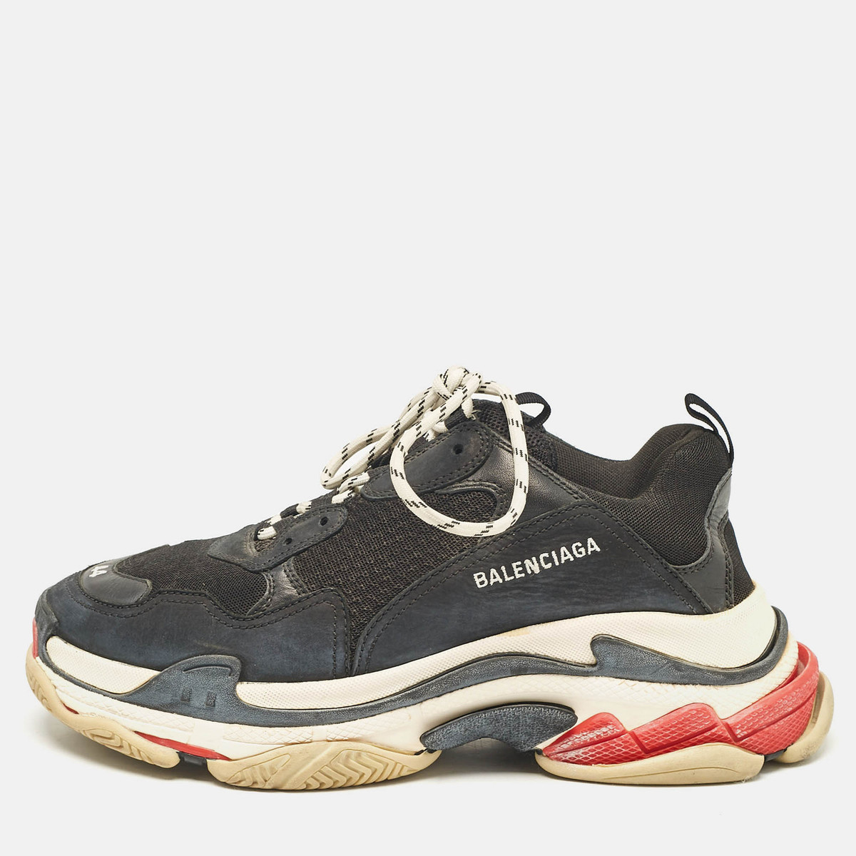 Balenciaga Black Leather and Mesh Triple S Sneakers Size 44 Balenciaga Black Leather and Mesh Triple S Sneakers Size 44
