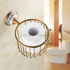 Antique Bathroom Wall Mount Toilet Paper Holder Tissue Basket Storage Porcelain