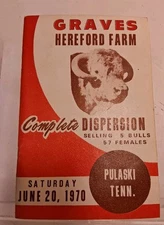 Vtg 1970 Graves HEREFORD FARM Pulaski Tenn Complete Dispersion Sale
