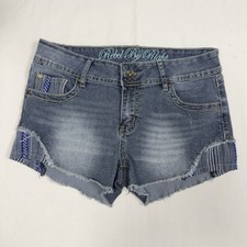 Rebel By Right Short Shorts Denim Size 9 Blue Distressed