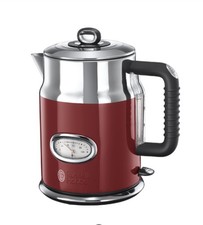 Russell Hobbs Retro Kettle Ribbon Red New 1.7L  Rapid Boil With Temp Gauge