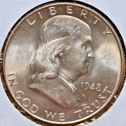 1948-P 50C Franklin Half Dollar  UNCIRCULATED LUSTEROUS KEY DATE.