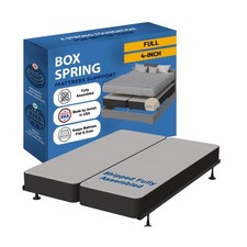 Greaton, Box Spring Bed Base Full Size, 4-Inch Wood Mattress Foundation  