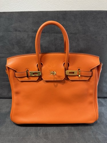 Hermès Birkin 25 Orange Veau Swift Leather Gold Hardware Handbag