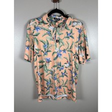 NWT Bad Birdie Men?s Core Polo Medium | Flora Fiesta Golf Shirt Short Sleeve 