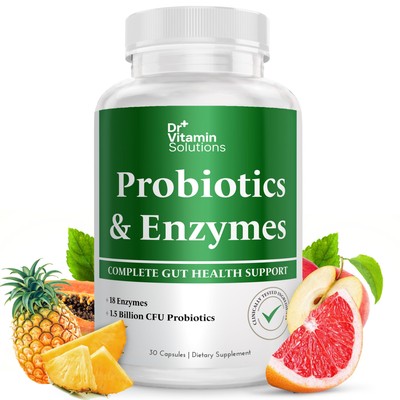 Probiotics and Multi Enzymes with Prebiotics for Digestive Health & Bloating ...
