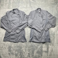 Two Chef Works Gray Chef Coat Kitchen Uniform Full Zip Long Sleeve Workwear Top