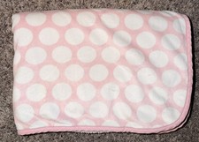 Carter's Baby Blanket Pink White Circles Dots Sherpa