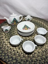 Child  s Tea Set 13 piece Vintage Child or Dollhouse size Christmas Tree Toy