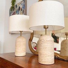 Pair of HEALS Manhattan Table lamps Travertine Stone Contemporary design