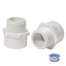 2 Inch Male Thread PVC Fittings White 2-Way PVC Pipe Coupling 2inch 2pcs