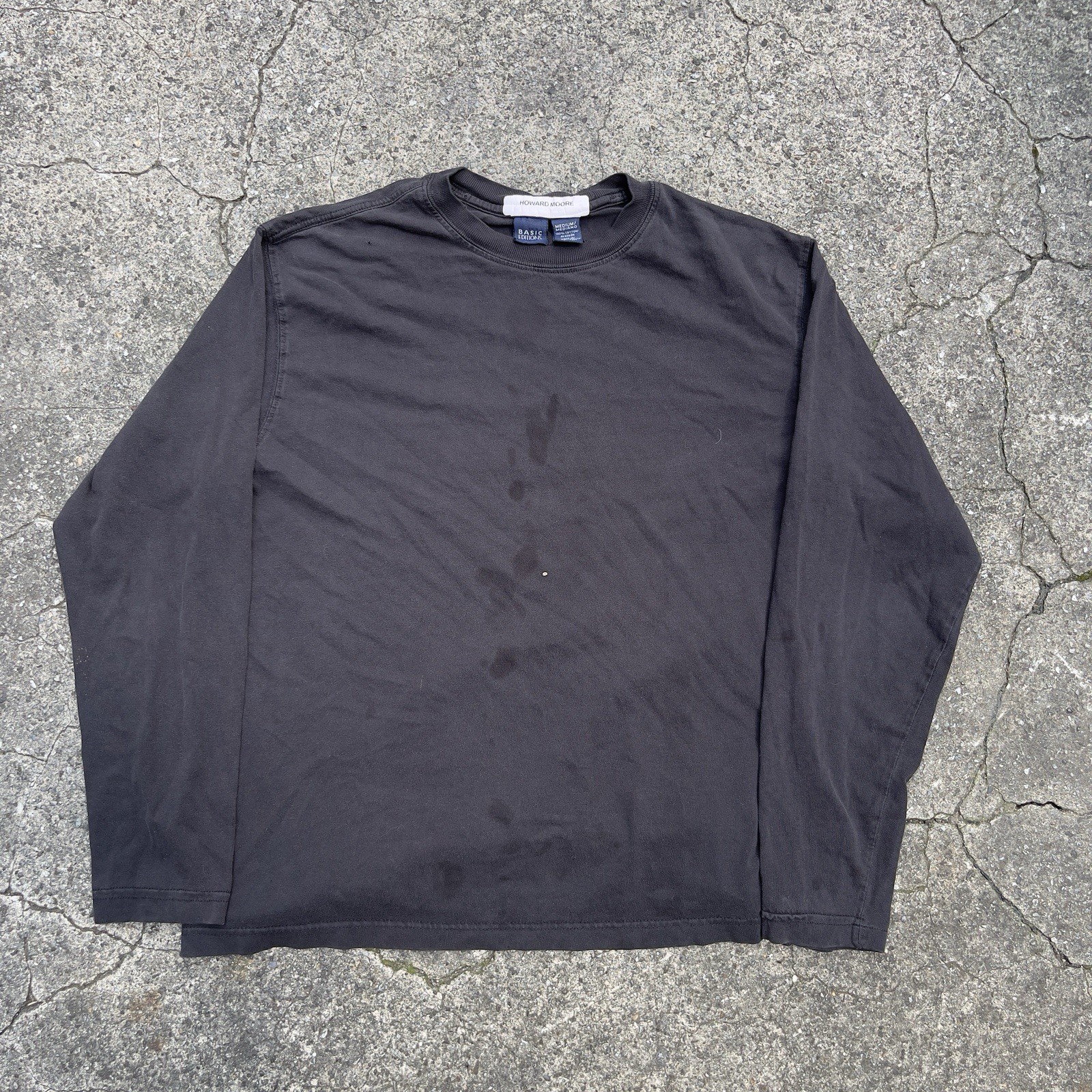 Vintage 90s Thrashed BASIC EDITION Long Sleeve Sh… - image 1