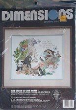 Dimensions Counted Cross Stitch Kit -The Earth Is Our Home 1991 NOS save animals